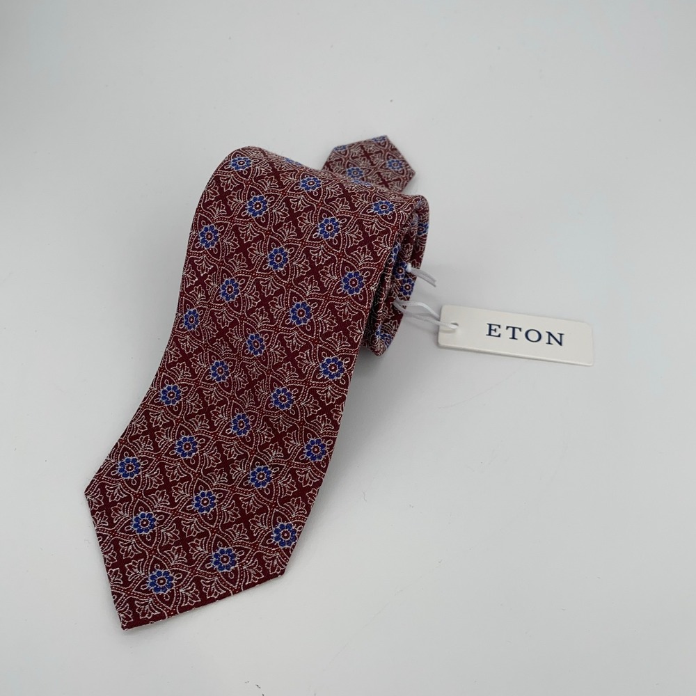 Eton‎ Tie Mens One Size Multi Floral Silk Blend Classic Necktie Italy Made NWT